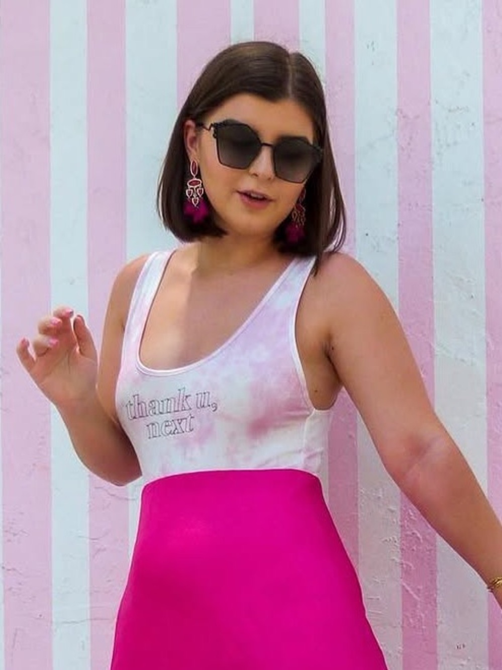 H&M Pink Ombre 'thank u, next' Scoop Neck Bodysuit - Picture 2 of 3